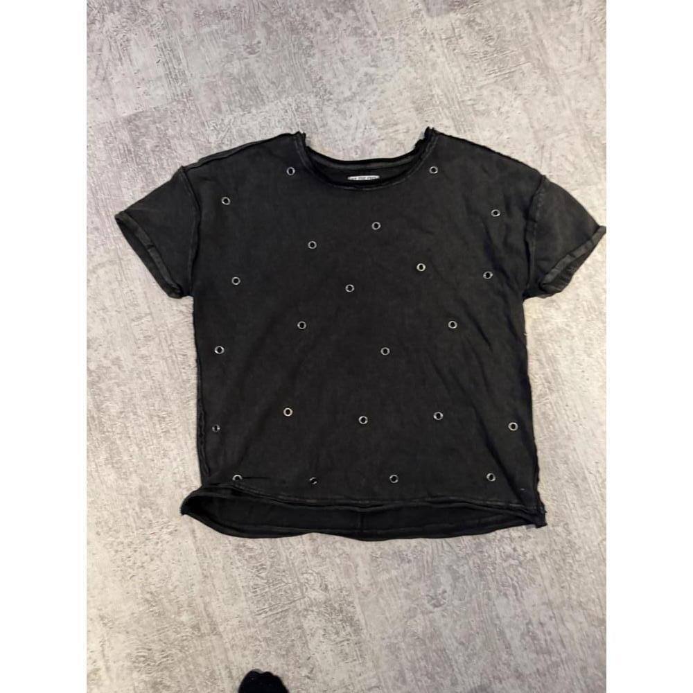 NWOT We The Free Wild Heart Black Grommet Detail Overzied T-Shirt sz S